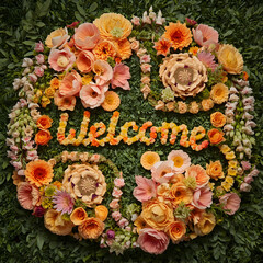 Welcome spring lettering background