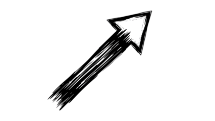 An abstract sketch of a white arrow pointing upwards, symbolizing growth and positive direction