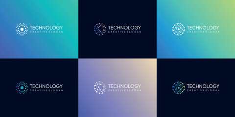 Modern Network Connection Abstract Symbol Logo Template for IT and Software Business Gradient Vector Design