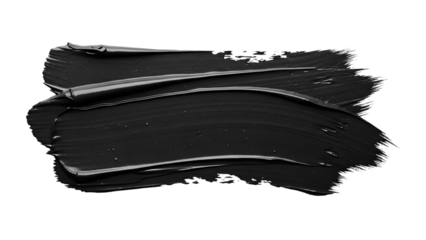 A vibrant black paint stroke with a rich, glossy texture isolated on a solid dark background