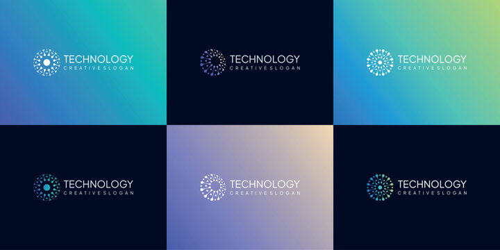 Modern Network Connection Abstract Symbol Logo Template for IT and Software Business Gradient Vector Design