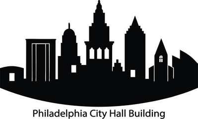 philadelphia city hall building skyline silhouette vector art