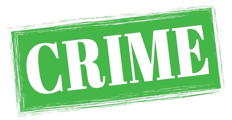 CRIME text written on green stamp sign.