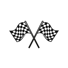 Crossed Checkered Racing Flags Symbol for Motorsport Finish Line and Victory