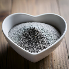 Black  White Texture in Heart Bowl on Wood