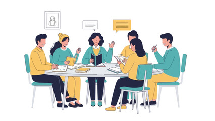 team collaborative meeting discussion around a conference table with diverse professionals in a