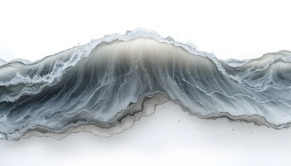 Rich oyster grey wave abstract background with soft, subtle curves, isolated on white