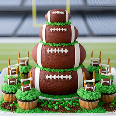Football Cake  Cupcakes for Game Day Party Celebration