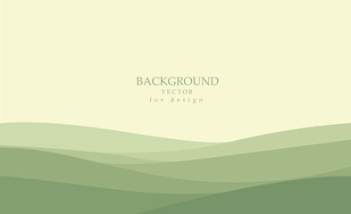 Minimal vector background with soft green layered hills and a light pastel sky. Simple abstract landscape perfect for nature themes, eco concepts, banners, and modern graphic layouts.