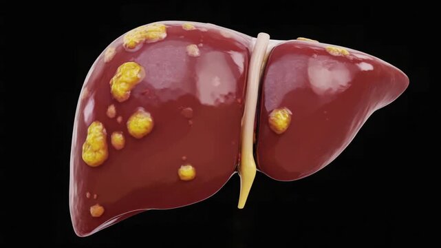 Close-up digital of human liver with gallstones