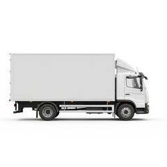White cargo truck isolated on white background
