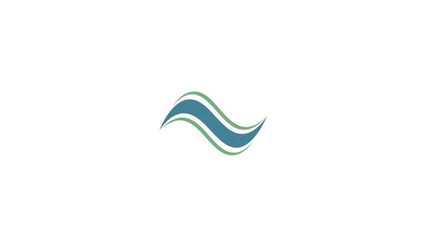 A modern minimalist wave icon featuring elegant, fluid lines in a professional teal and green color palette. This clean vector illustration symbolizes movement, flow, water, and environment.