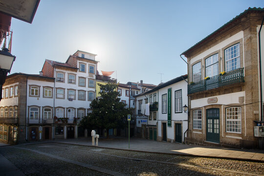 Typical historical portuguese style houses in Guimaraes, Portugal