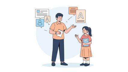 Educational Interaction Between Teacher and Student with Learning Materials and Conversation