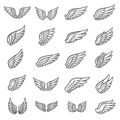 Fototapeta premium Collection of HandDrawn Wing Illustrations for Design and Decoration.