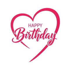 Happy birthday heart isolated on white background