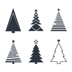 Obraz premium Collection of Stylized Christmas Tree Illustrations for Holiday Designs.