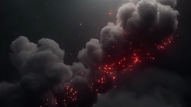 Dark Smoke with Glowing Embers Rising in a Mysterious Atmosphere