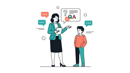 Fototapeta premium Educational Consultation Scene Showing a Teacher and Student Engaged in a Q&A Session