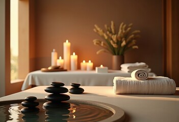 Luxurious Spa Experience Organic Beauty Products Elegant Calming Atmosphere Aromatherapy Scenario