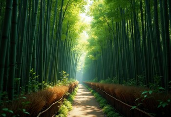 Serene Bamboo Grove Mesmerizing Vertical Stalks Serenity Tranquil Greenery Plugin Light Breeze