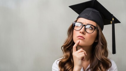 Graduate Thinking Future Pondering with Cap  Glasses.