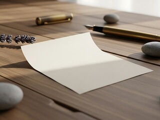 Blank Paper Sheet with Pen and Lavender for Creative Mockups Scenarios