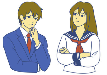 悩む高校生男女  ai