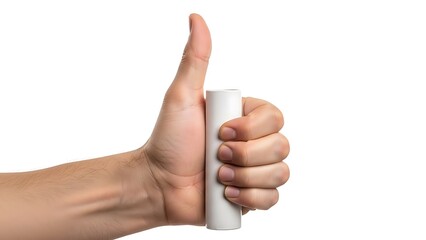 Hand holding a cylindrical object