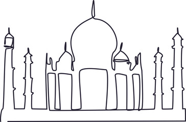 Continuous Line Art of Taj Mahal India