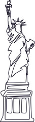 Liberty Statue New York United States Line Art