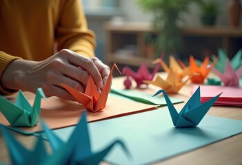 Masterful Origami Crane Folding Artistry Intricate Paper Crafting Skill Unfolded