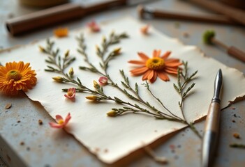 Pressed Flower Art Botanical Specimens Beautiful Decorative Fiery Hues Nature Display