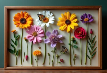 Pressed Flower Composition Stunning Botanical Specimens Framed Nature Beauty Arrangement