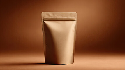 Realistic kraft coffee bag with air valve isolated on clean white background
