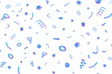 3d neon party confetti on isolated background. Holiday Festival Design for Greeting Card, Invitation or Poster. Celebration Party. Surprise Banner. Stock vector illustration on isolated background.