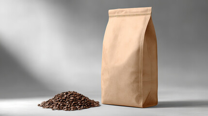 Realistic kraft coffee bag with air valve isolated on clean white background