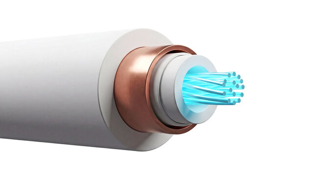 3D Render of High Voltage Superconductor Cable Cross Section with Glowing Core for Transmission Concept
