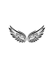 Obraz premium Elegant vector illustration of stylized angel wings in black and white.