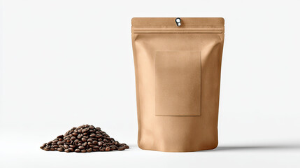 Realistic kraft coffee bag with air valve isolated on clean white background