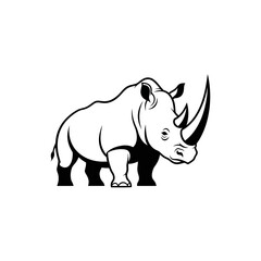 Obraz premium Vector icons Black and White Vector Illustration of a Rhinoceros. EPS Editable