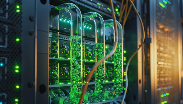 Eco-friendly Liquid Cooling System for AI Data Center - Powered by Adobe