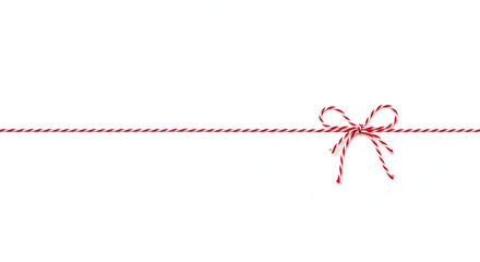 Red and white twine string with bow isolated on white background