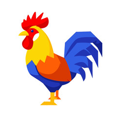Vector icons Colorful Rooster Illustration with Vibrant Feathers and Bold Design. EPS Editable