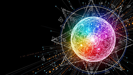 Vibrant Cosmic Sphere - A Colorful Display of Energy and Light.