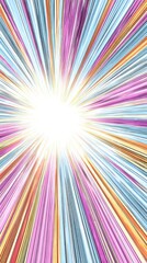 Fototapeta premium Radiant Burst of Light: A vibrant display of colorful rays emanates from a central point, symbolizing energy, expansion, and infinite possibilities. 