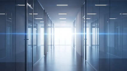 Modern corporate office corridor background with copy space