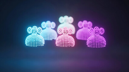 Neon artistic figures in gradient