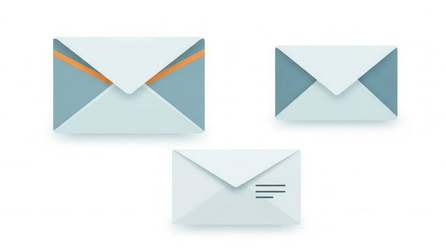 Collection of three modern digital envelopes representing communication and messaging concepts - Powered by Adobe