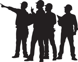 Team of Construction Workers Silhouette